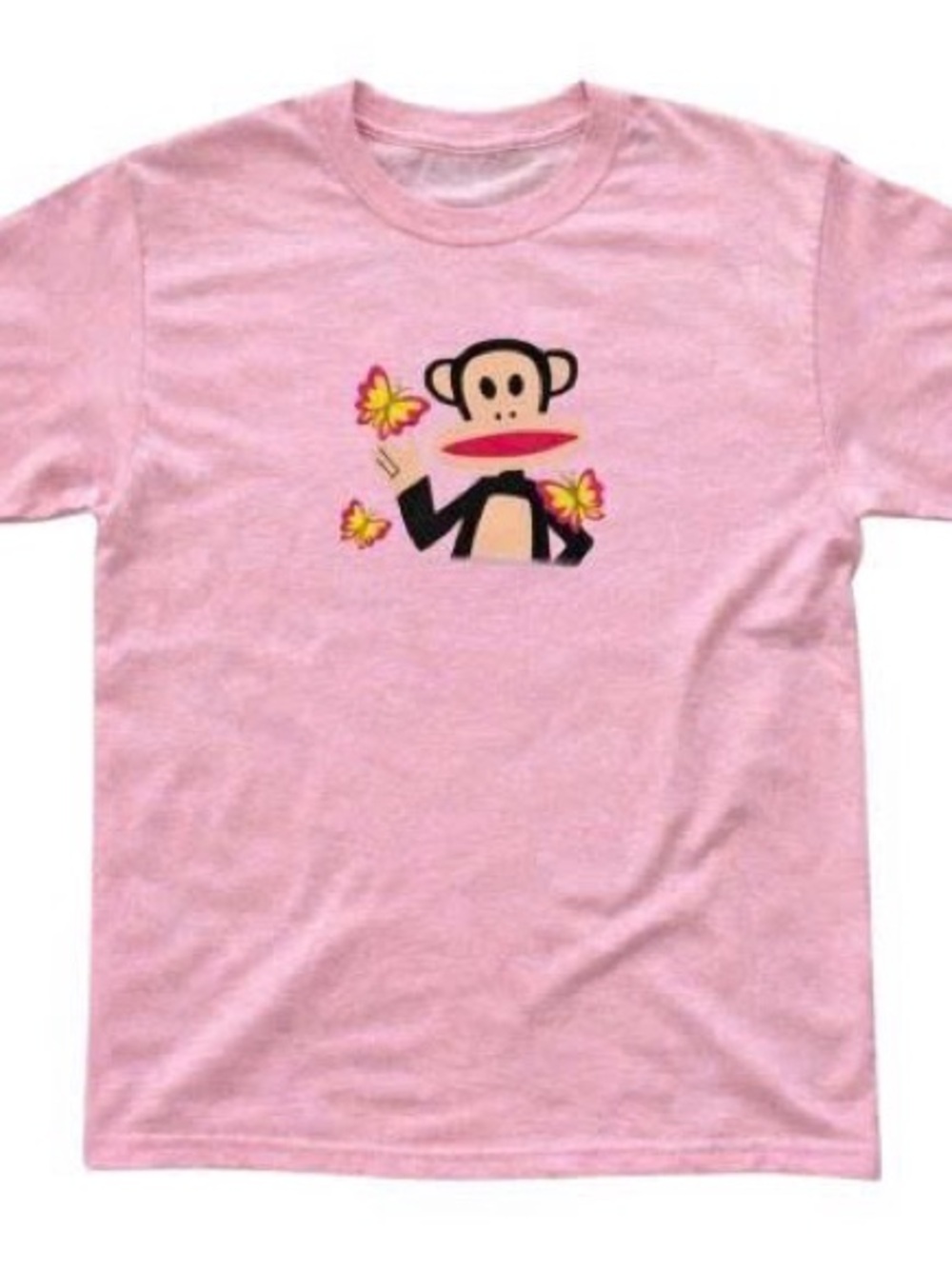 Pink Short Sleeve Tee with Paul Frank Monkey and Butterflies
